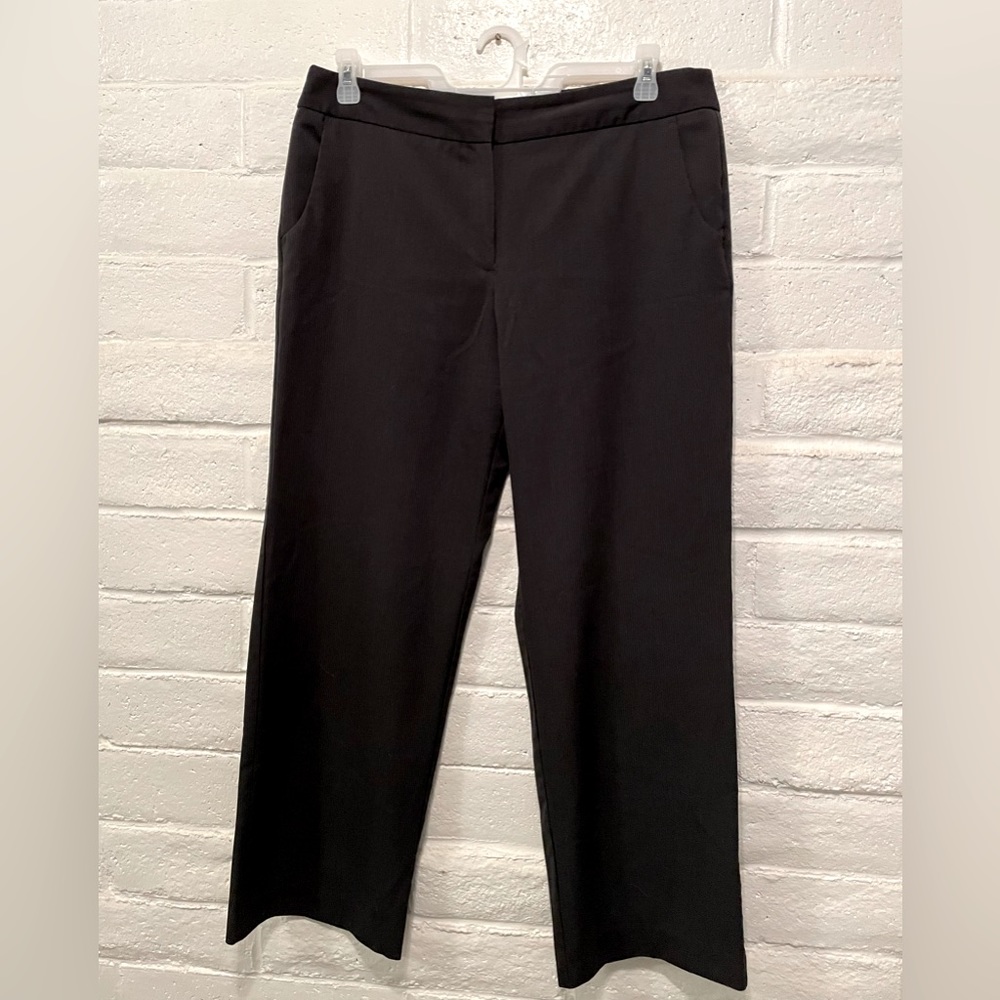 George trousers, black pin striped, mid rise, relaxed fit, sz 14 ave